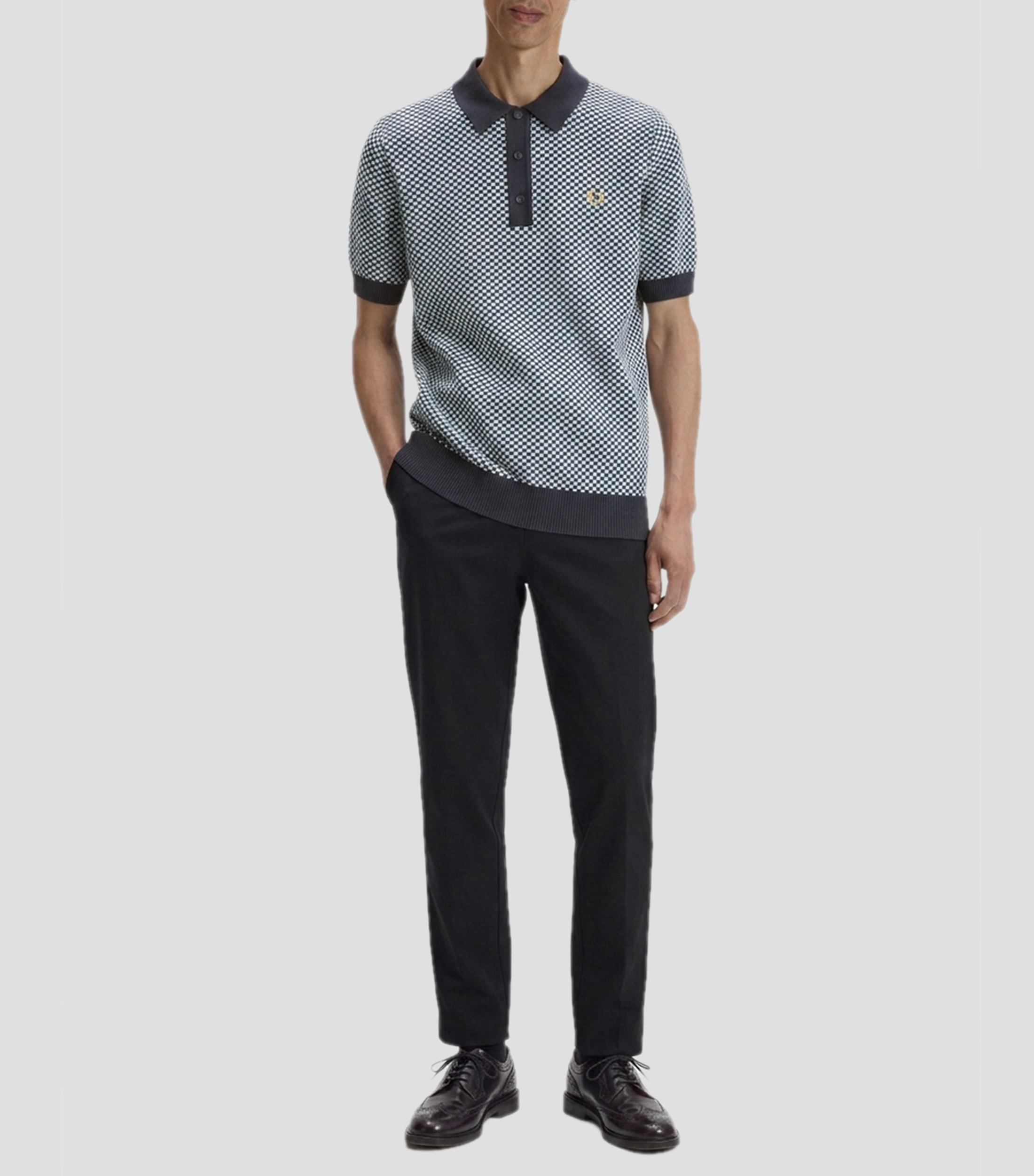 Playera tipo polo manga corta cuadros Hombre